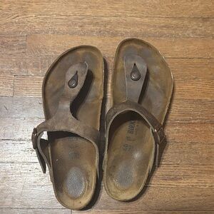 Birkenstock Tan Leather Footbed Sandals
